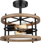 Lakumu 2-LIGHT Retro Semi Flush Mount Ceiling 12.8" (1-PACK), Oak. Fixed Price $86.05.