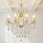** New Vintage Luxury Crystal Chandelier 6 Lights Dimmable Gold Finish. Fixed Price $224.99.