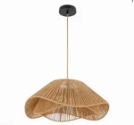 Oukaning 3-LIGHT Bohemian Rattan Pendant Yellow JZUC63-018200NS. Fixed Price $60.00.