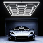 Hexagon Garage Lights: 579W 14 Grids Led Lights, 6500K Ultra Bright. Fixed Price $200.92.