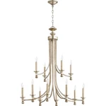 Quorum Rossington Light 31.5' Chandelier, Aged Silver Leaf 6022-12-60. Fixed Price $184.99.
