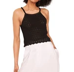 French Connection Square Neck Black Crochet Knit Nora Tank Top Small Boho Beach. Fixed Price $15.00.