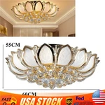 Modern Gold Lotus Crystal Chandelier Led Ceiling Lamp Flush Mount Light Fixture. Fixed Price $84.19.