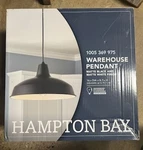 Hampton Bay 1-LIGHT Black Warehouse Pendant Hanging With Metal Shade. Fixed Price $18.74.