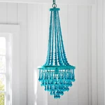 Pottery Barn Teen Junk Gypsy Beaded Chandelier Turquoise Blue Boho Wood 14X35. Fixed Price $250.00.
