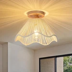 Zswanbei D12.5 Inch Boho Light Fixtures Flush Mount Mini Chandelier Woven Rattan. Fixed Price $79.87.