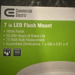 Commercial Ele. 7IN. Light Round White Integrated Led Ceiling Flush Mount. Fixed Price $17.99.
