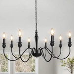 Etonimerr 37.4" Black Farmhouse Chandelier For Dining Room Light Fixture, 8-LIGH. Fixed Price $103.55.