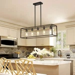 Vrygle Industrial 5-BULB Ceiling Lamp Black Kitchen Island Chandelier Pendant. Fixed Price $98.90.