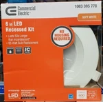 Commercial Electric In Recessed Led Light White Kit G1TP120RT6T30 New (3A). Fixed Price $25.74.