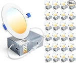 Ensenior 24 Pack Inch Ultra-thin Recessed Ceiling Light W/junction 5CCT New A4. Fixed Price $94.99.