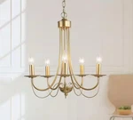 Lnc Modern 18.5" Matte Gold Chandelier 5-LIGHT Empire Candlestick Pendant. Fixed Price $41.30.