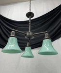 Vtg Chandelier Arts Crafts Deco Style Victorian Seafoam Green Glass Shades 3 Arm. Fixed Price $499.99.