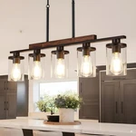 Modern Farmhouse 5-LIGHT Linear Chandelier For Kitchen Island Dining Room R. Fixed Price $185.04.