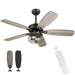 Melkelen Farmhouse Rustic Ceiling Fans, 52 Inch With Lights And Remote Black. Fixed Price $119.99.