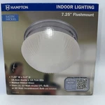 Hampton Indoor Lighting 7.25 Flush Mount Satin Nickel White Matted Ribbed Glass. Fixed Price $24.99.