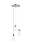 Regan 3-LIGHT Brushed Nickel Pendant Hanging With Clear Glass Shades,. Fixed Price $93.50.