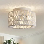 Abeajat Rattan Fixtures Ceiling Mount 3-LIGHTS Boho Flush. Fixed Price $88.49.