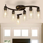 Yansun 20.5 In. Black Semi-flush Mount, 6-LIGHT Ceiling Clear Glass Shade. Fixed Price $100.00.