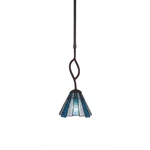 Toltec Revo 1 Light Mini Pendant, Dark Granite, 7" Sea Ice Tiffany 240-DG-9325. Fixed Price $202.40.