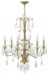 Fredrick Ramond Silver Leaf Crystal Tear Drop Glass 6 Light Chandelier. Fixed Price $299.99.