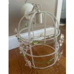 Pottery Barn Kids Chandelier Bird Cage Pink Crystal Flower Green Leaves Nursery. Fixed Price $200.00.