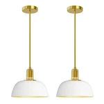 Seol Light 11" White Metal Dome Pendant Pack Gold Rod E26 Kit - New. Fixed Price $109.95.