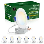 Zouzai 4 Inch 5CCT Ultra-thin Led Recessed Ceiling Light With Junction Box, 2.... Fixed Price $59.51.