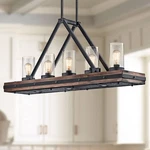 Kichler Colerne 46 1/2" Wide Black Auburn Wood 5-LIGHT Island Pendant. Fixed Price $1747.99.