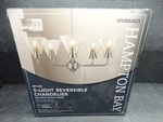 Hampton Bay Myles 5-LIGHT Reversible Chandelier Brushed Nickel Clear Glass Shade. Fixed Price $35.99.