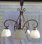 Antique Art Deco Wrough-iron Rustic 5-LIGHT Chandelier, Large 24" Wide X 28". Fixed Price $275.00.