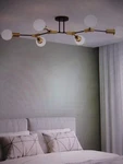 Yansun 35 In. 6-LIGHT Black Gold Modern Sputnik Semi-flush Mount Mini Chandelier. Fixed Price $41.75.