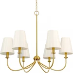 Brushed Brass 6-LIGHT Gold Chandelier With Beige Shade For Kitchen Island. Fixed Price $294.99.