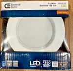Commercial Electric White Recessed Led Down Light Canless T45-4000K 600 Lumen. Fixed Price $12.99.