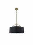 Quoizel LWS6714B Covington 3-LIGHT Drum Pendant Black Gold Nib. Fixed Price $139.99.
