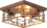 Rustic Flush Mount Ceiling 2-LIGHT Metal Fixture With Deer & Bear Design. Fixed Price $59.98.