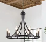 ZJVAIVE8-LIGHT Wood Grain Wagon Wheel Chandelier For Living Room. Fixed Price $83.30.
