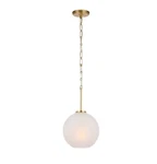 Allen Roth Bridge Brushed Gold Traditional Glass Globe Hanging Pendant Light. Fixed Price $80.00.