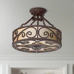Natural Mica Rustic Ceiling Light Semi Flush Mount Fixture 15" Walnut Scroll. Fixed Price $299.99.