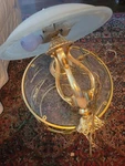 Gold Plated Chandelier. It Works Fine. Alabaster Bowl.. Fixed Price $50.00.