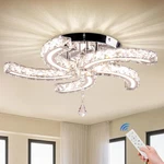 Dimmable 19.7" Crystal Chandelier Led Flush Mount Light With Remote Control. Fixed Price $89.99.