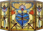 Chloe Lighting Zygo Tiffany-style 3PCS Folding Dragonfly Fireplace Screen 44" W. Fixed Price $269.99.