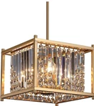 Q&s Bronze Square Crystal Chandelier, 4 Light Hanging Pendant Fixture. Fixed Price $130.00.