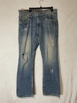 Rock Revival Troy Straight Men's Jeans Blue Distressed Embroidered Light Wash. Fixed Price $49.99.