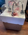 3 Light Chandelier With Adjustable Arms, Bubble Glass Shade, Brand New. Fixed Price $120.00.