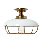Presley Caged Dome Metal Semi-flush Mount Ceiling Light, Brushed Brass And Wh.... Fixed Price $85.49.