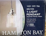 Hampton Bay Melton 1-LIGHT Pendant Polished Nickel Finish Clear Glass Shade. Fixed Price $18.59.