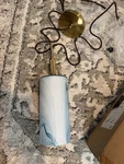 Light Matte Stem Mini Pendant With 16*7*7 Square Onyx Swirl Glass Shade. Fixed Price $100.00.