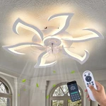 Modern Ceiling Fan With Light And Remote, Low Profile 32 Inch White Flush Mou.... Fixed Price $144.92.