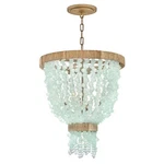 Fredrick Ramond Dune 4LT Pendant, Burnished Gold/blue Sea Glass FR30204BNG-BG. Fixed Price $2799.00.